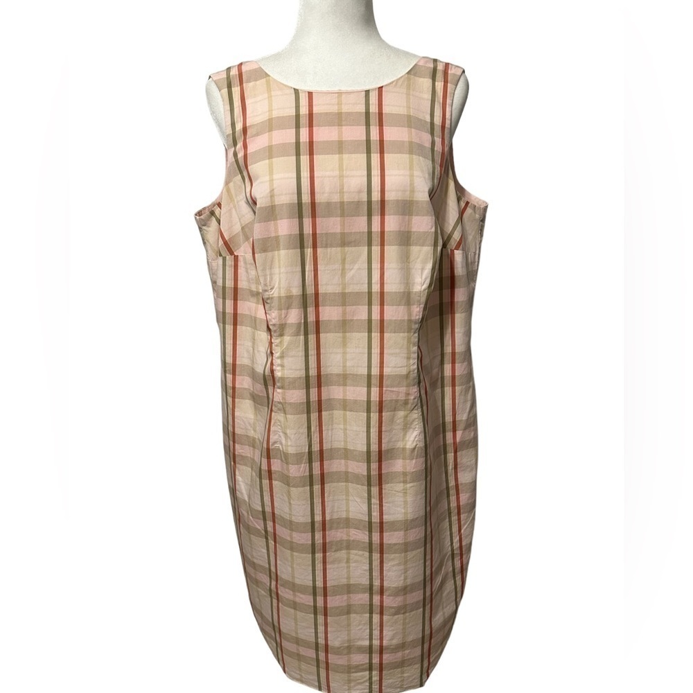 August Max Woman Plaid Checked Sheath Dress Size‎ 12W 100% Cotton Preppy Classic
